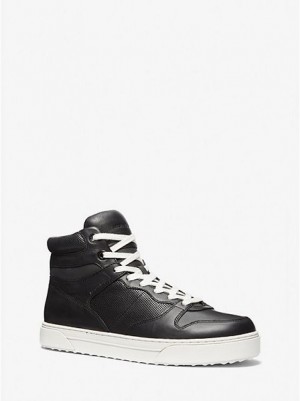 High Top Sneakers ανδρικα Michael Kors Barett δερματινα μαυρα | 708691-QUL