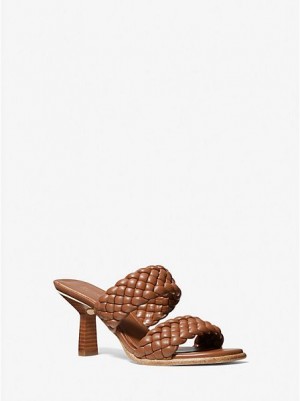 Mules γυναικεια Michael Kors Amelia Braided καφε | 429360-AFI