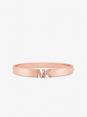 Βραχιόλια γυναικεια Michael Kors 14k Rose Gold-plated Brass Pave Logo ροζ χρυσο χρωμα | 089153-ZCY