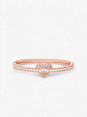 Βραχιόλια γυναικεια Michael Kors 14k Rose Gold-plated Sterling Silver Heart Pave Bracelet ροζ χρυσο χρωμα | 201487-KUV