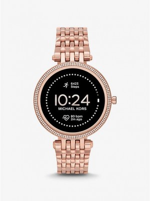 Ρολογια γυναικεια Michael Kors Gen 5e Darci Pave Smart ροζ χρυσο χρωμα | 705143-ACI