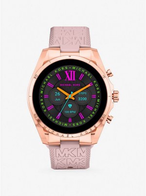 Ρολογια γυναικεια Michael Kors Gen 6 Bradshaw And Logo σιλικόνη Smart ροζ χρυσο χρωμα | 128654-WHS