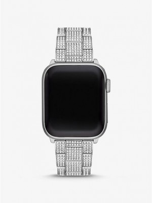 Ρολογια ανδρικα Michael Kors Pave λουρακια For Apple ασημι | 718932-JHG