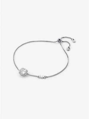 Βραχιόλια γυναικεια Michael Kors Sterling Silver Pave Halo Slider ασημι | 092764-NBR