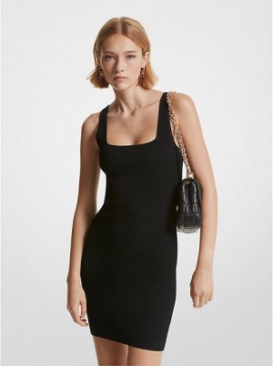 φορεμα γυναικεια Michael Kors Πλευρωτός Stretch Knit Tank μαυρα | 153890-DYE