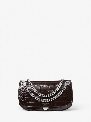 Μίνι Τσάντες γυναικεια Michael Kors Christie Crocodile Embossed δερματινα Envelope σοκολάτα | 314729-YIU