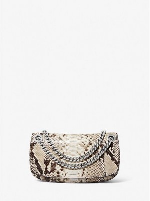 Μίνι Τσάντες γυναικεια Michael Kors Christie Python Embossed δερματινα Envelope Μπεζ | 187356-GCF