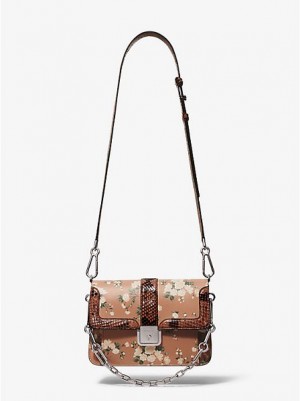 τσάντεσ χιαστί γυναικεια Michael Kors Crawford Floral Calf δερματινα And Python καφε | 698104-FVZ