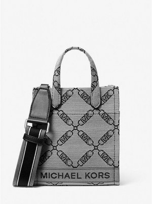 τσάντεσ χιαστί γυναικεια Michael Kors Gigi Extra-small Empire Logo Jacquard Μπεζ μαυρα | 867243-OFR