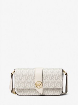 τσάντεσ χιαστί γυναικεια Michael Kors Greenwich Extra-small Logo sling κρέμα | 123869-SJB