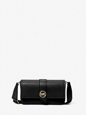 τσάντεσ χιαστί γυναικεια Michael Kors Greenwich Extra-small Saffiano δερματινα sling μαυρα | 768594-XDR