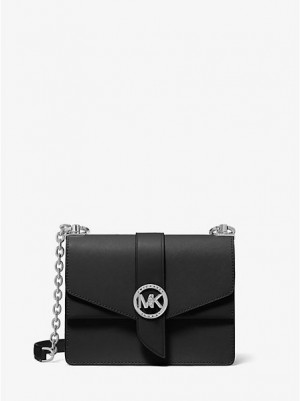 τσάντεσ χιαστί γυναικεια Michael Kors Greenwich Small Saffiano δερματινα μαυρα | 063459-WBR