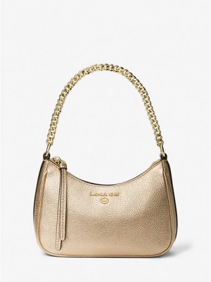 τσάντεσ ώμου γυναικεια Michael Kors Jet Set Charm Small Metallic Pebbled δερματινα χρυσο χρωμα | 184920-ZRW