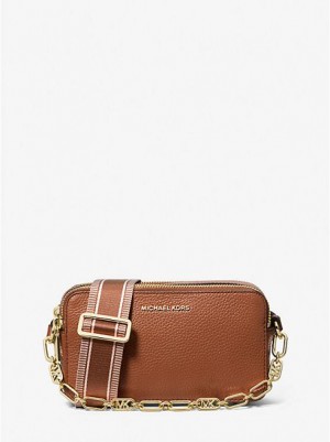 Μίνι Τσάντες γυναικεια Michael Kors Jet Set Small Pebbled δερματινα Double-zip Camera καφε | 439580-UWK