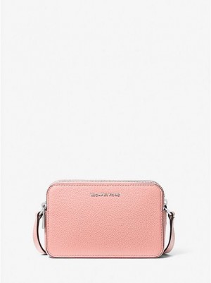 Μίνι Τσάντες γυναικεια Michael Kors Jet Set Small Pebbled δερματινα Double-zip Camera ροζ | 268590-UYQ