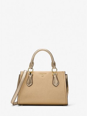 τσάντεσ χιαστί γυναικεια Michael Kors Marilyn Small Metallic Saffiano δερματινα χρυσο χρωμα | 732689-ISW