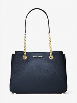 τσάντεσ ώμου γυναικεια Michael Kors Teagan Large Pebbled δερματινα σκουρο μπλε | 571684-BML