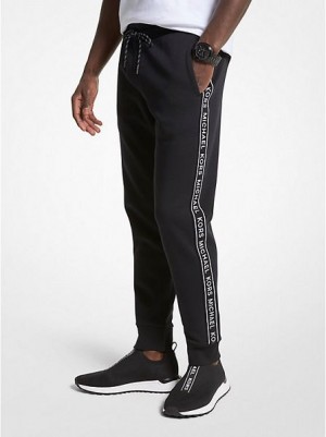 παντελονι jogger ανδρικα Michael Kors Logo Print βαμβακερα Blend μαυρα | 270345-UVP