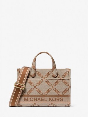 τσαντεσ messenger ανδρικα Michael Kors Gigi Small Empire Logo Jacquard Μπεζ | 261389-HSY