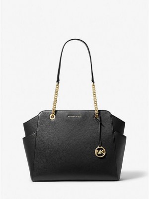 τσάντεσ tote γυναικεια Michael Kors Jacquelyn Medium Pebbled δερματινα μαυρα | 386201-ODA