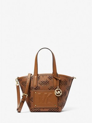 τσάντεσ tote γυναικεια Michael Kors Kimber Small 2-in-1 Perforated And Embossed Faux δερματινα καφε | 725410-DOJ