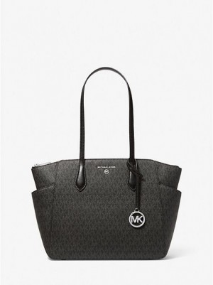 τσάντεσ tote γυναικεια Michael Kors Marilyn Medium Logo μαυρα | 385912-WMS