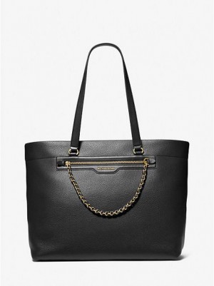 τσάντεσ tote γυναικεια Michael Kors Slater Large Pebbled δερματινα μαυρα | 148236-KXS