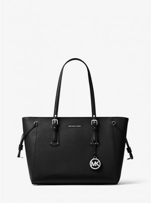 τσάντεσ tote γυναικεια Michael Kors Voyager Medium Crossgrain δερματινα μαυρα | 276814-KOJ