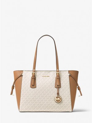 τσάντεσ tote γυναικεια Michael Kors Voyager Medium Logo ανοιχτο κίτρινα | 185372-QWT