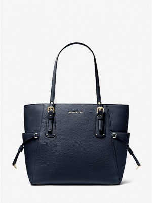 τσάντεσ tote γυναικεια Michael Kors Voyager Small Pebbled δερματινα σκουρο μπλε | 325189-JGH