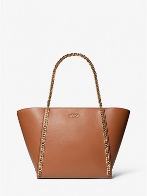 τσάντεσ tote γυναικεια Michael Kors Westley Large Pebbled δερματινα Chain-link καφε | 487350-BUQ