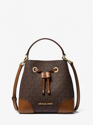 bucket bags γυναικεια Michael Kors Mercer Small Logo καφε | 621835-KVR