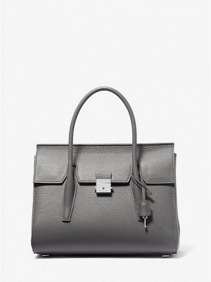 satchel τσαντεσ γυναικεια Michael Kors Campbell Medium Pebbled δερματινα γκρι | 689370-CWO