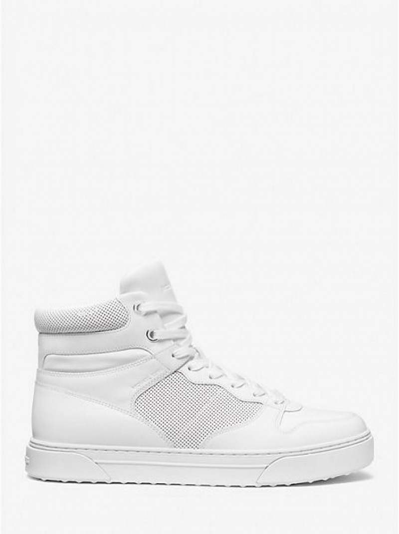 High Top Sneakers ανδρικα Michael Kors Barett δερματινα ασπρα | 078693-TAG