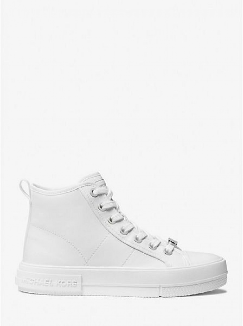 High Top Sneakers γυναικεια Michael Kors Evy δερματινα ασπρα | 972603-ZFG