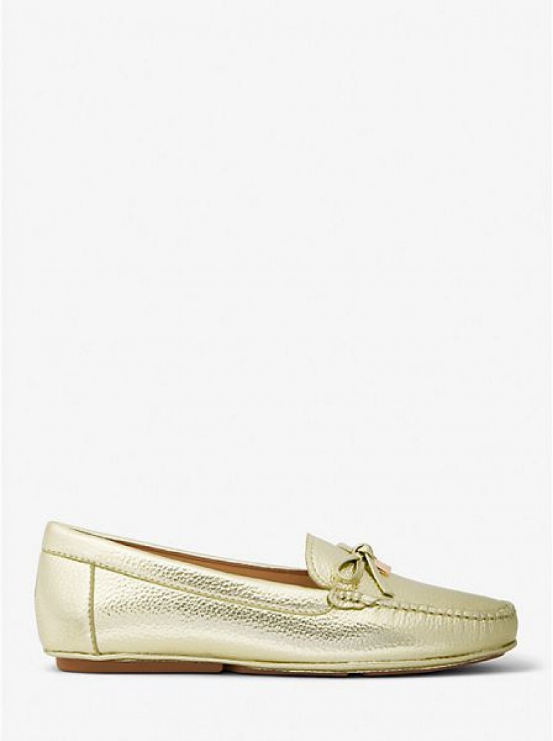 Loafers γυναικεια Michael Kors Juliette Metallic δερματινα χρυσο χρωμα | 482765-FXA