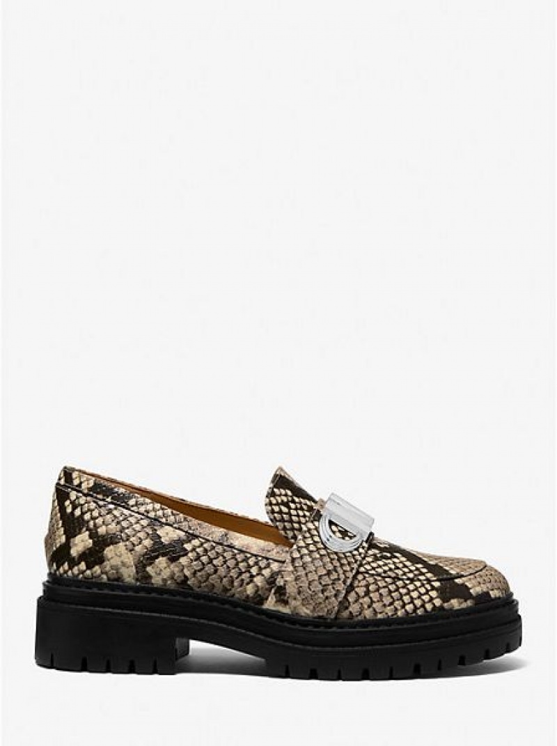 Loafers γυναικεια Michael Kors Parker Snake Embossed Faux δερματινα καφε | 051984-HRA