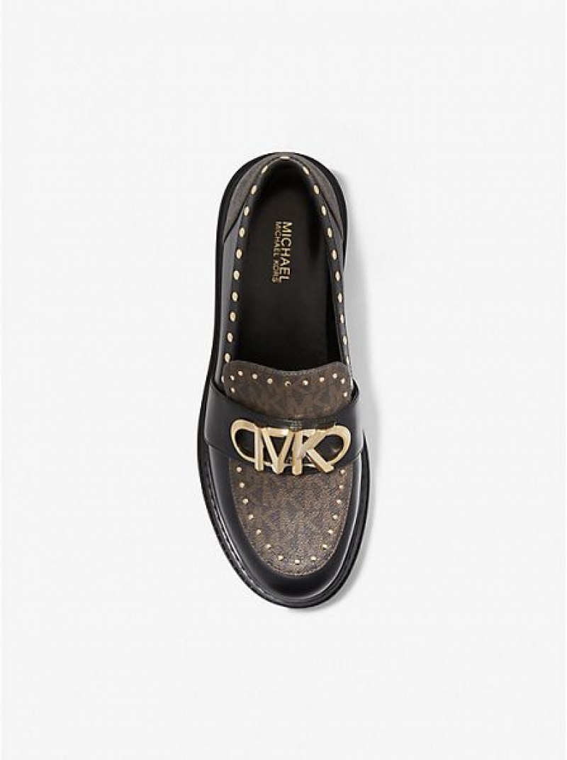 Loafers γυναικεια Michael Kors Parker Studded δερματινα And Logo καφε | 361850-VHF