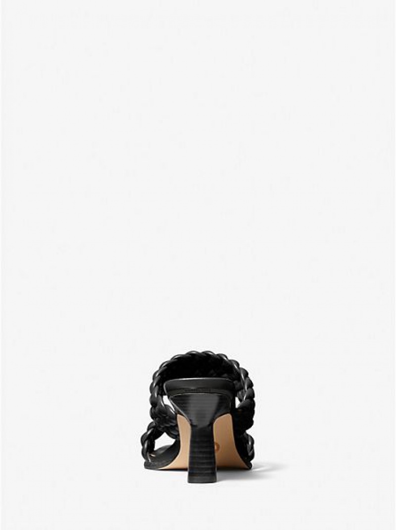 Mules γυναικεια Michael Kors Amelia Braided μαυρα | 290436-VEB