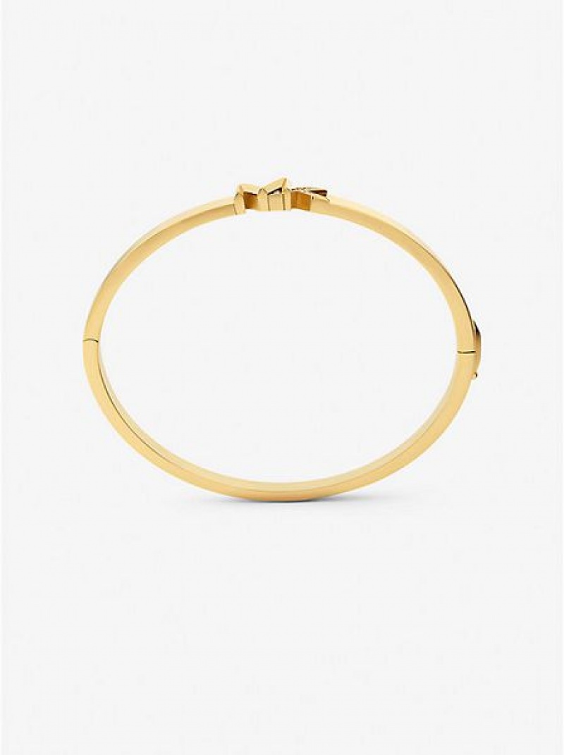 Βραχιόλια γυναικεια Michael Kors 14k Gold-plated Brass Pave Logo χρυσο χρωμα | 348765-BCW