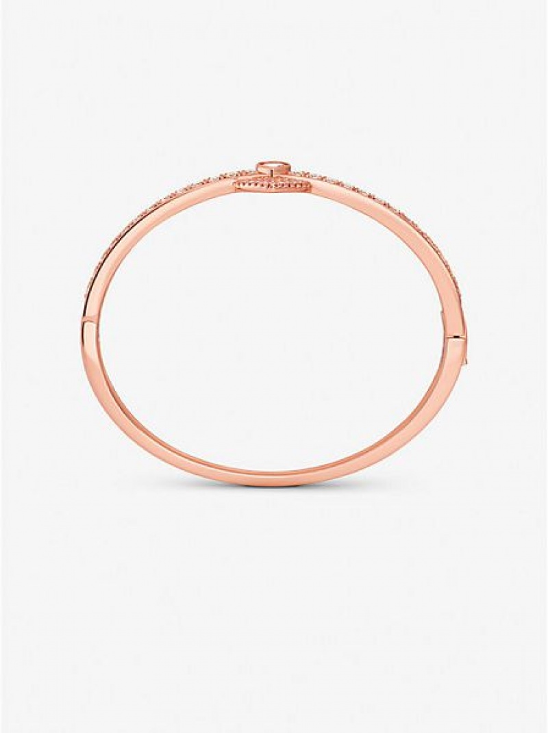 Βραχιόλια γυναικεια Michael Kors 14k Rose Gold-plated Sterling Silver Heart Pave Bracelet ροζ χρυσο χρωμα | 201487-KUV