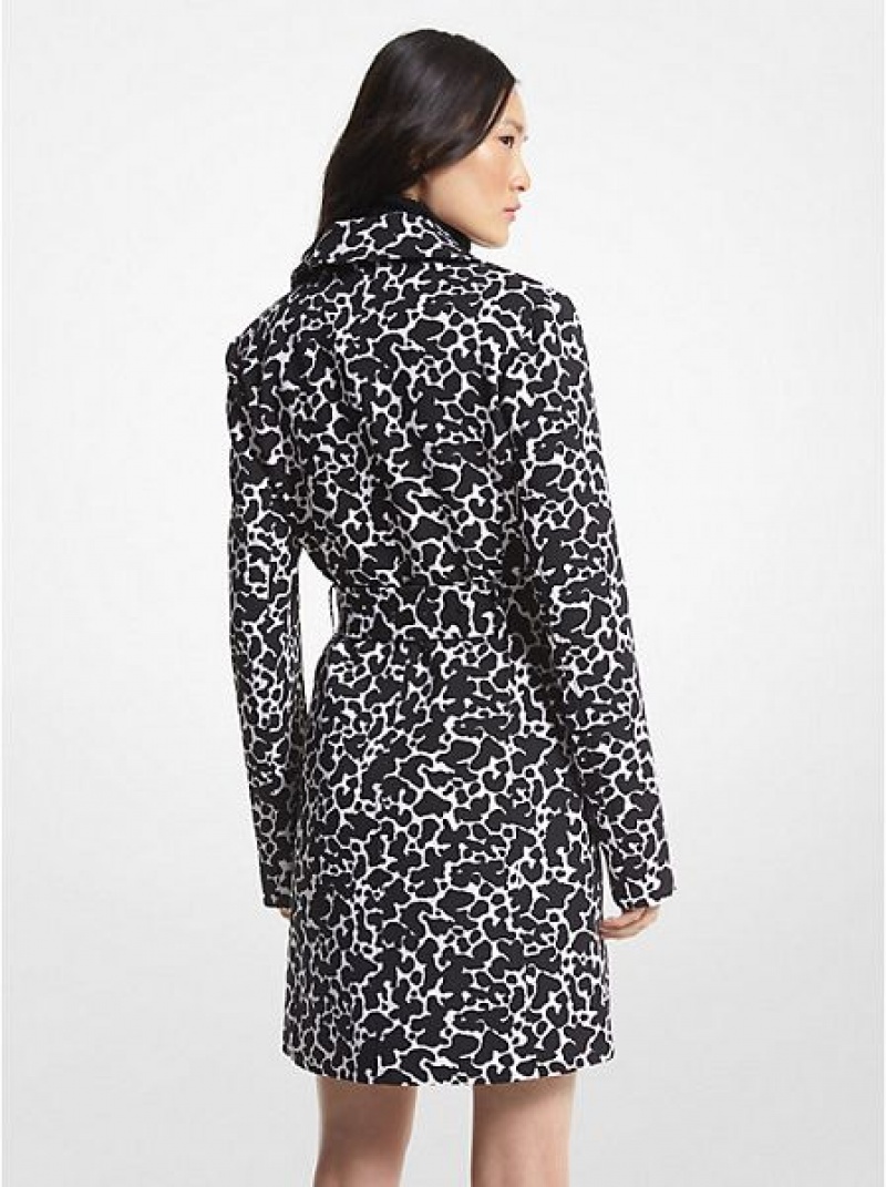 παλτό γυναικεια Michael Kors Animal Print Stretch Crepe Trench ασπρα | 306948-SQC