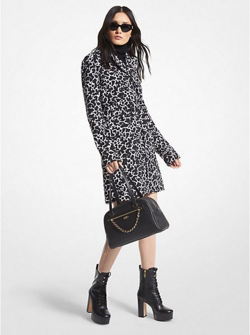 παλτό γυναικεια Michael Kors Animal Print Stretch Crepe Trench ασπρα | 306948-SQC