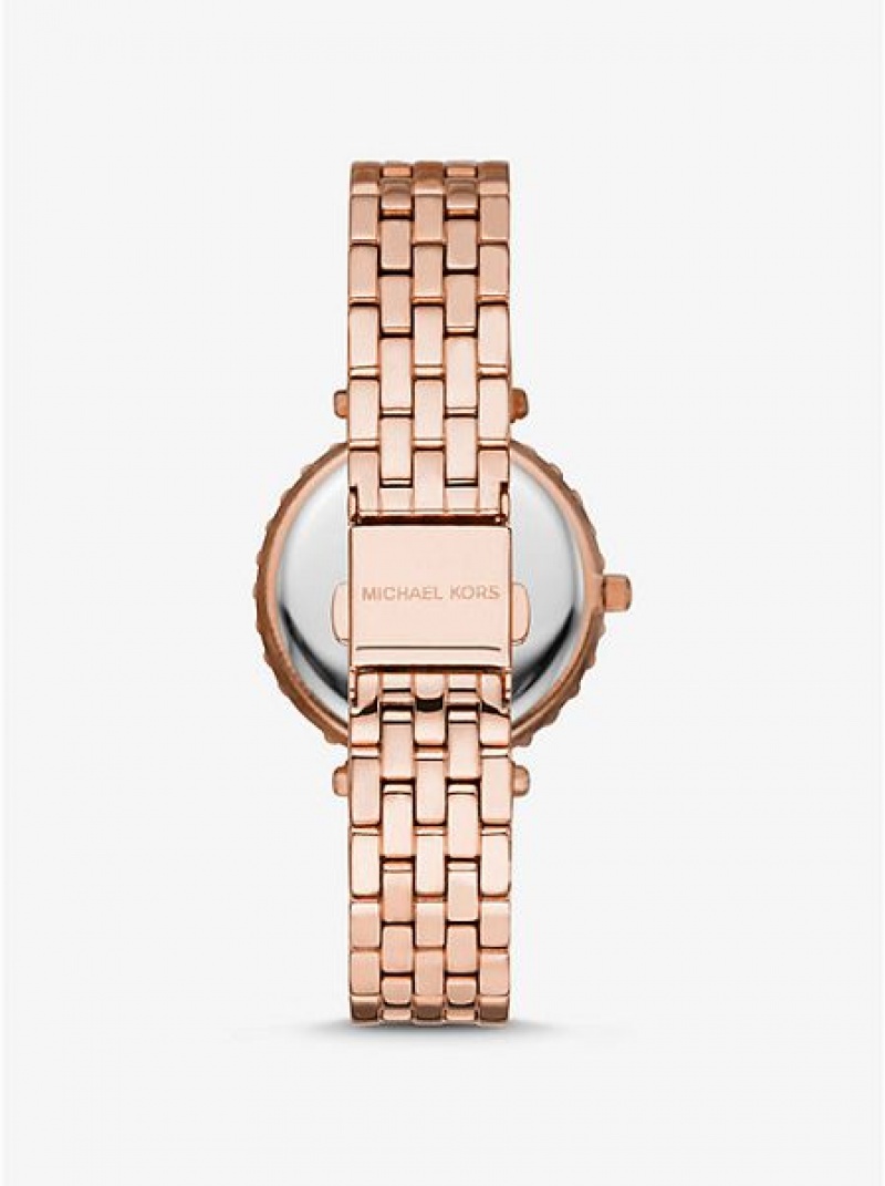 Ρολογια γυναικεια Michael Kors Darci Pave ροζ χρυσο χρωμα | 237801-WVH