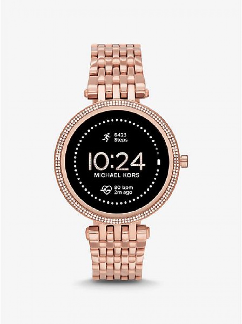 Ρολογια γυναικεια Michael Kors Gen 5e Darci Pave Smart ροζ χρυσο χρωμα | 795236-SAJ