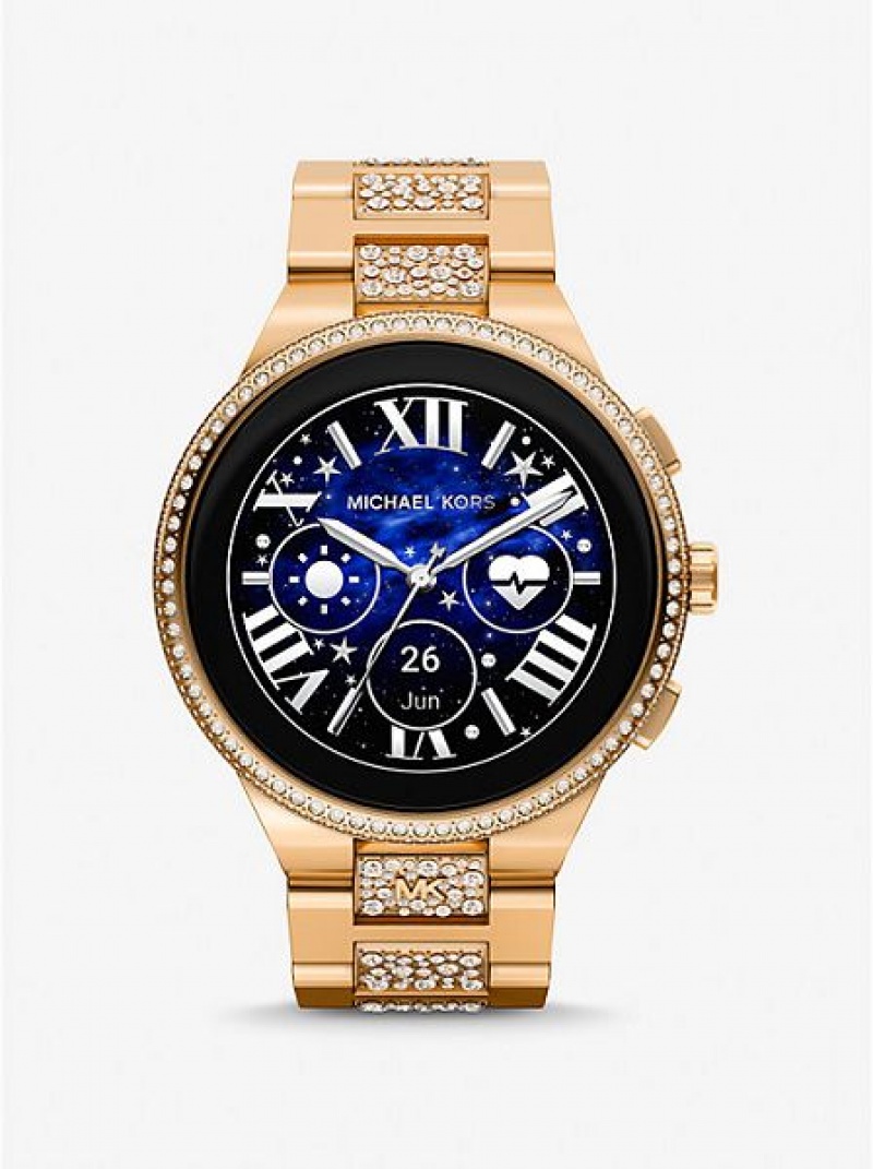 Ρολογια ανδρικα Michael Kors Gen 6 Camille Pave Smart χρυσο χρωμα | 862190-RYK