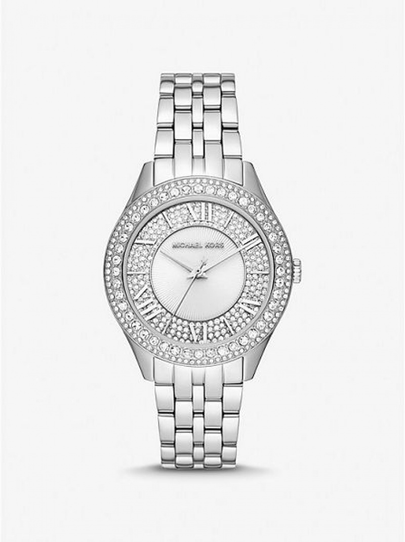 Ρολογια γυναικεια Michael Kors Harlowe Pave ασημι | 326947-ERY