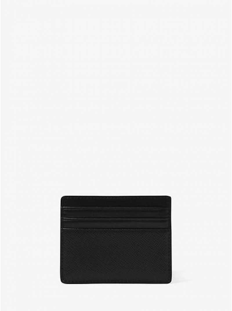 πορτοφολια ανδρικα Michael Kors Harrison Crossgrain δερματινα ψηλεσ Card Case μαυρα | 016572-YST