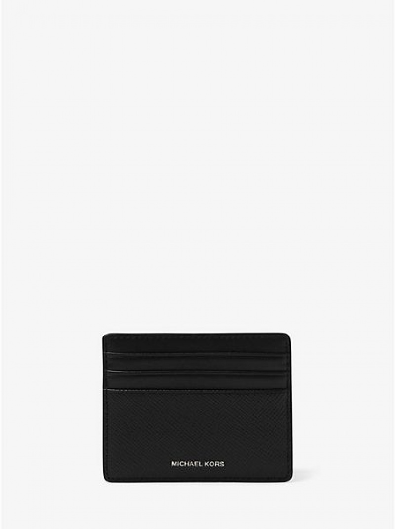 πορτοφολια ανδρικα Michael Kors Harrison Crossgrain δερματινα ψηλεσ Card Case μαυρα | 016572-YST