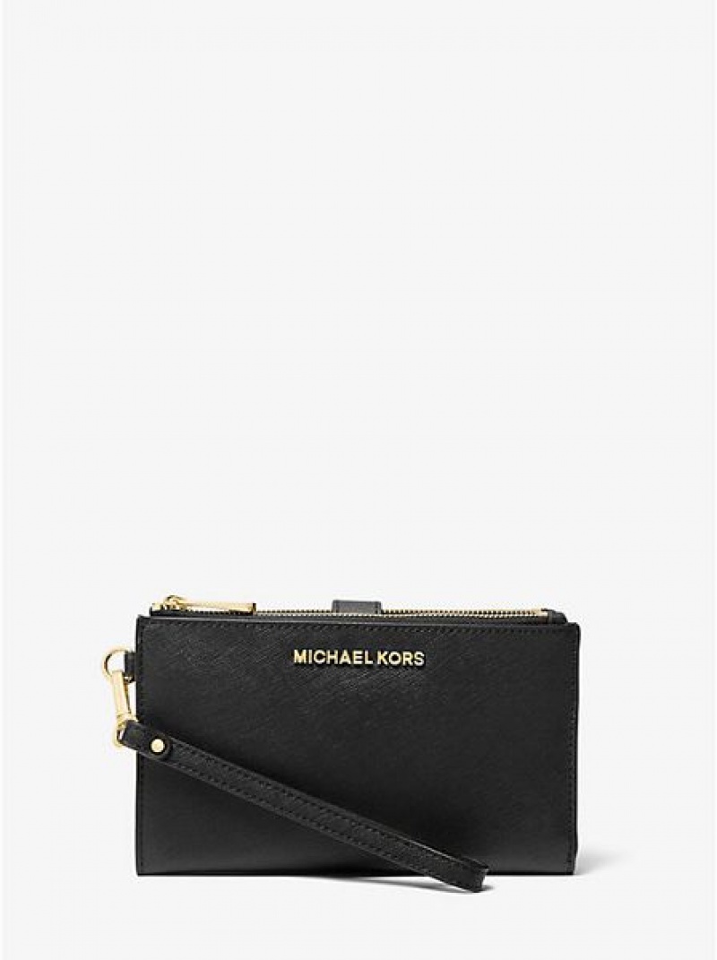 πορτοφολια γυναικεια Michael Kors Jet Set Large δερματινα Smartphone μαυρα | 294760-ODW